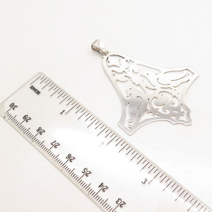 925 Sterling Silver Vintage Birds Ornate Pendant