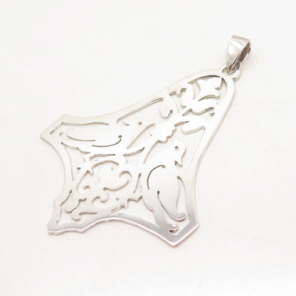 925 Sterling Silver Vintage Birds Ornate Pendant