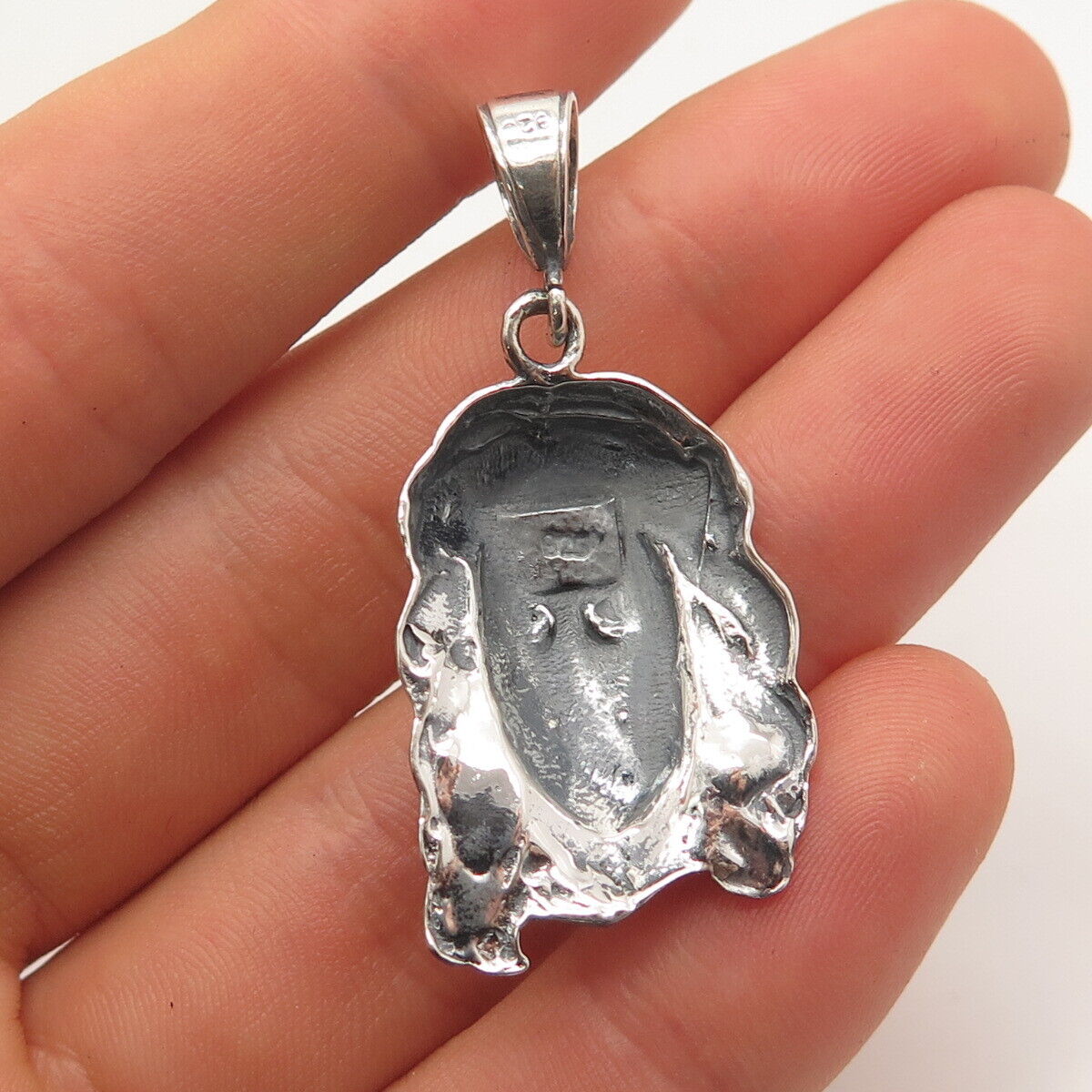 925 Sterling Silver Vintage Jesus Face Pendant