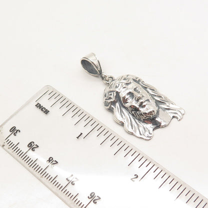 925 Sterling Silver Vintage Jesus Face Pendant