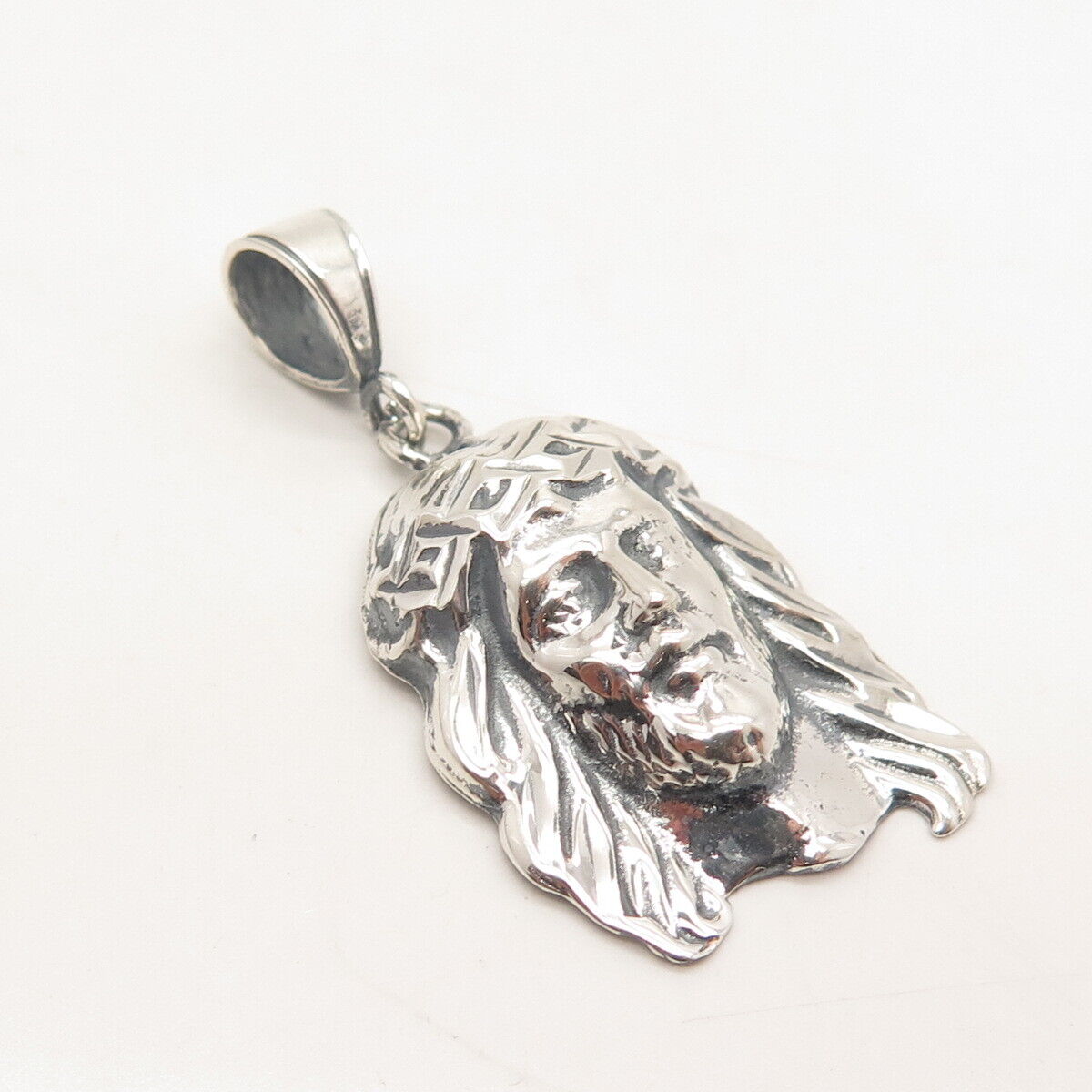 925 Sterling Silver Vintage Jesus Face Pendant