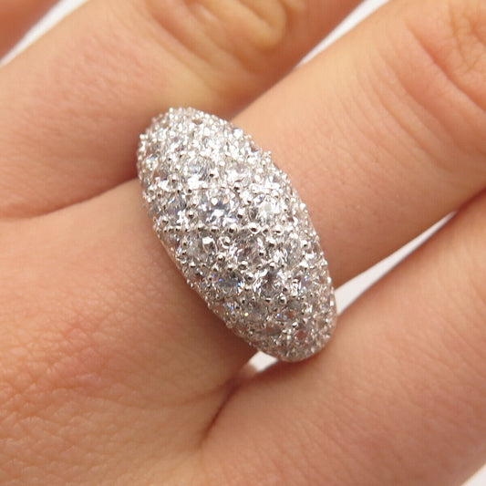 925 Sterling Silver Pave C Z Ring Size 8.25