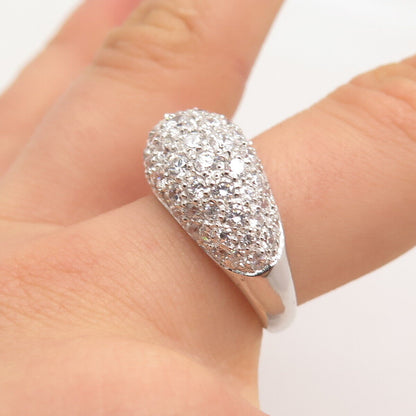 925 Sterling Silver Pave C Z Ring Size 8.25
