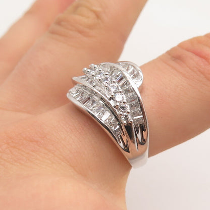 925 Sterling Silver MEDA C Z Wrapped Ring Size 7.75