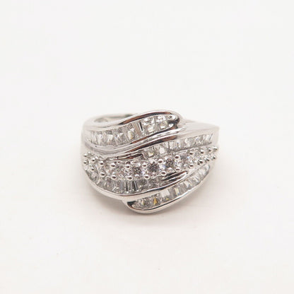 925 Sterling Silver MEDA C Z Wrapped Ring Size 7.75