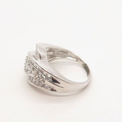 925 Sterling Silver MEDA C Z Wrapped Ring Size 7.75