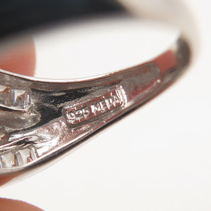 925 Sterling Silver MEDA C Z Wrapped Ring Size 7.75