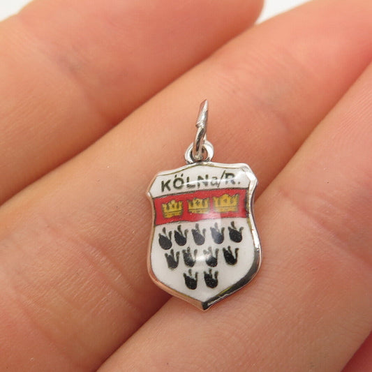 835 Silver Vintage Colorful Enamel "Köln" Coat of Arms Charm Pendant