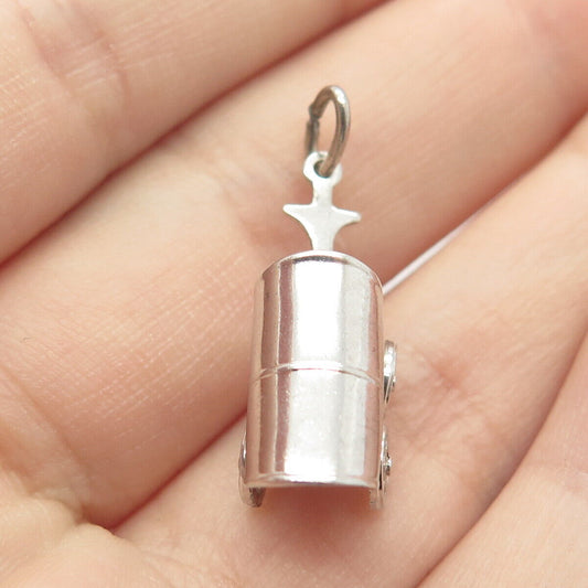 925 Sterling Silver Vintage Carriage 3D Charm Pendant