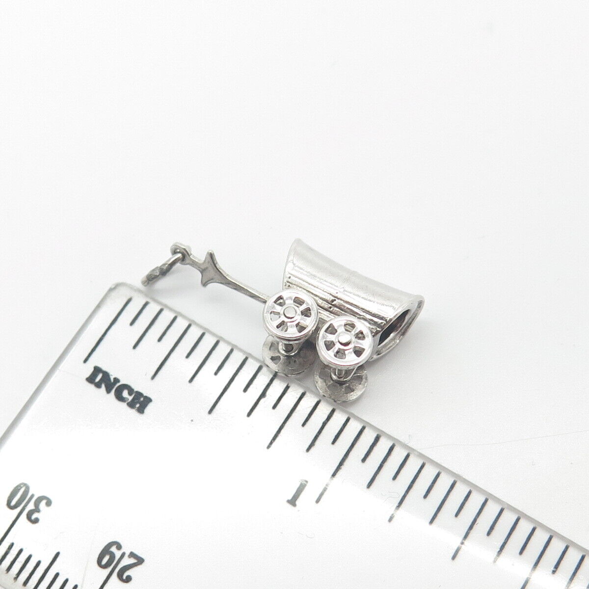 925 Sterling Silver Vintage Carriage 3D Charm Pendant