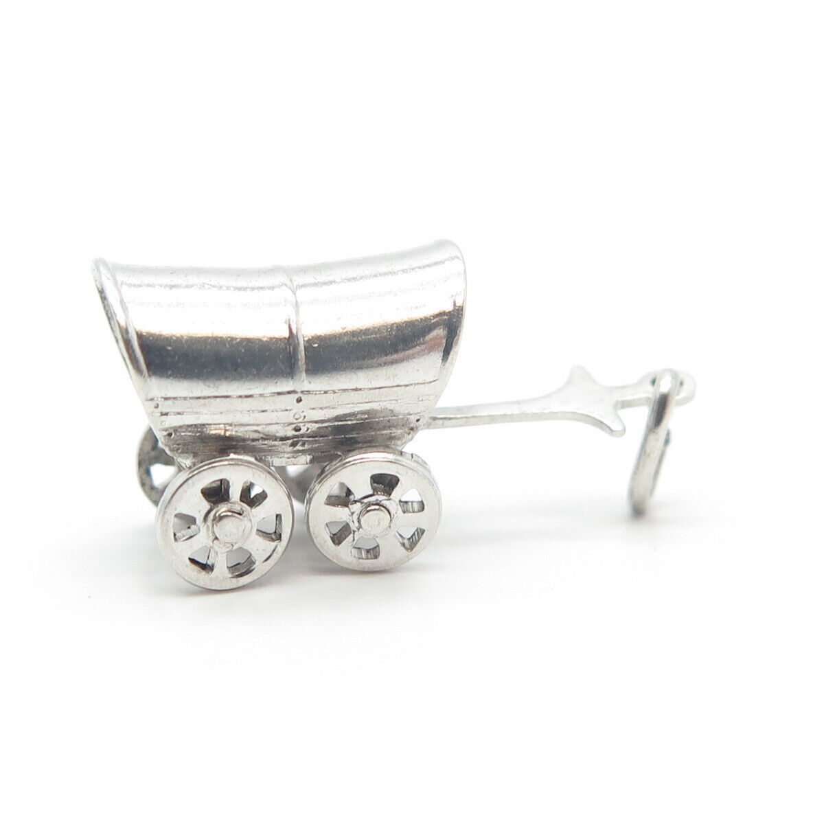 925 Sterling Silver Vintage Carriage 3D Charm Pendant