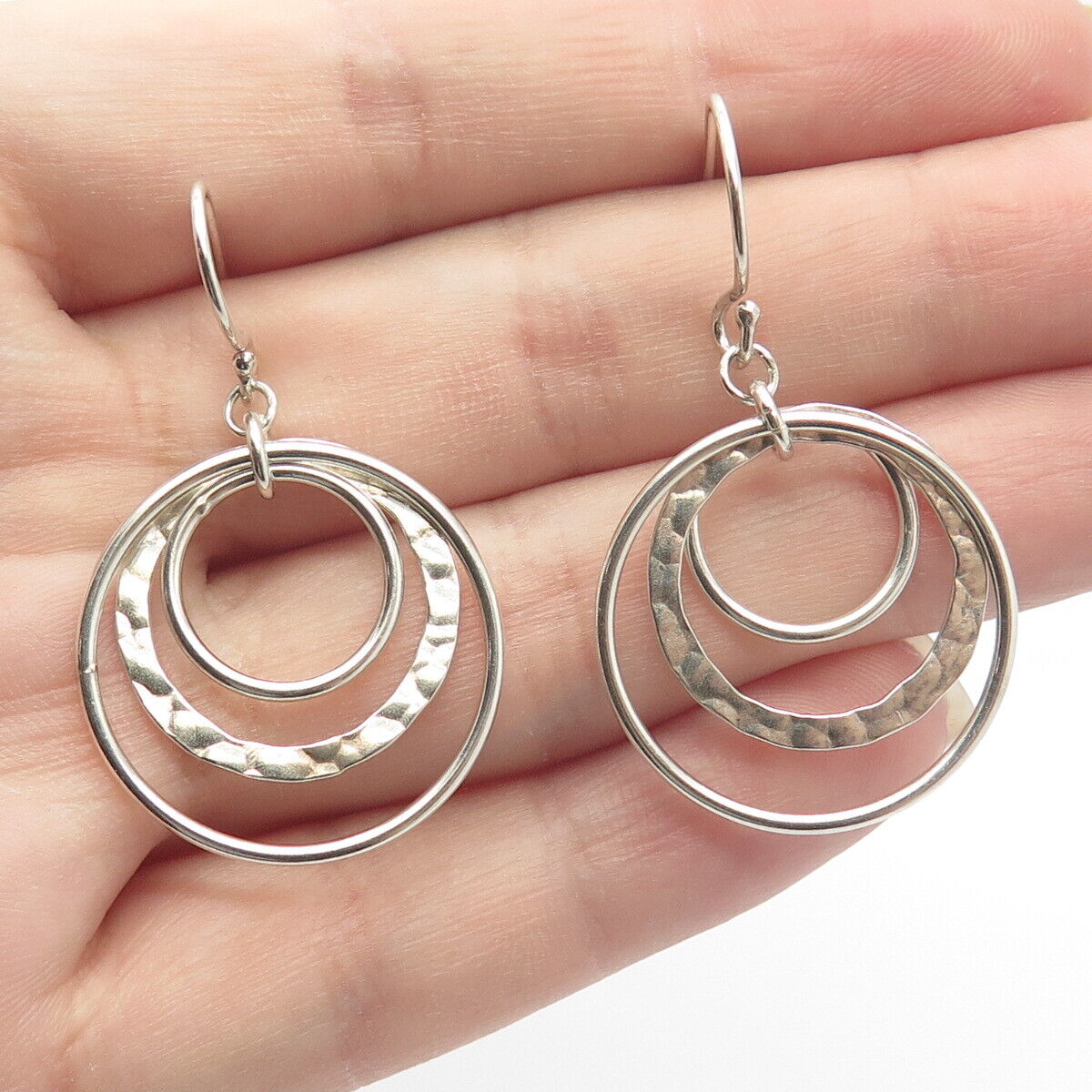 925 Sterling Silver Vintage Triple Circle Hoop Earrings