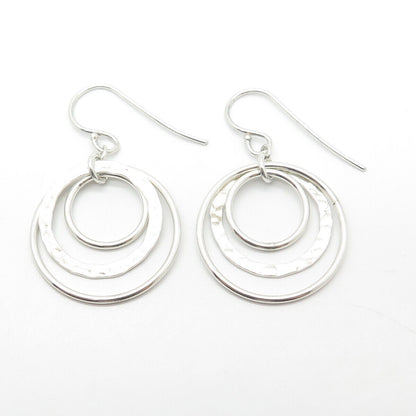 925 Sterling Silver Vintage Triple Circle Hoop Earrings