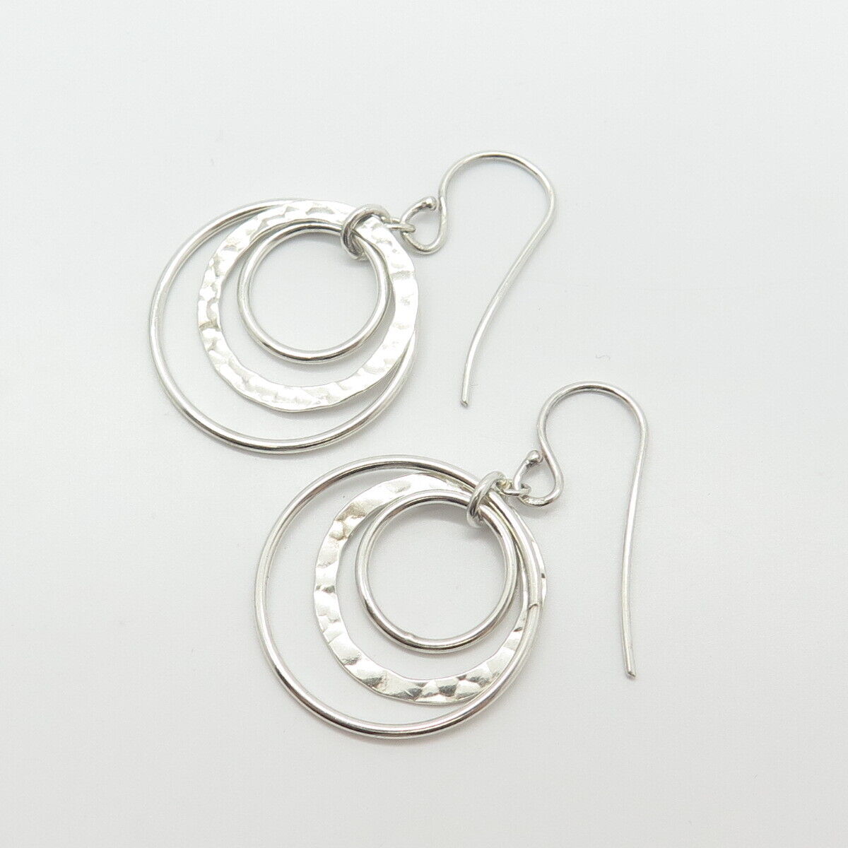 925 Sterling Silver Vintage Triple Circle Hoop Earrings