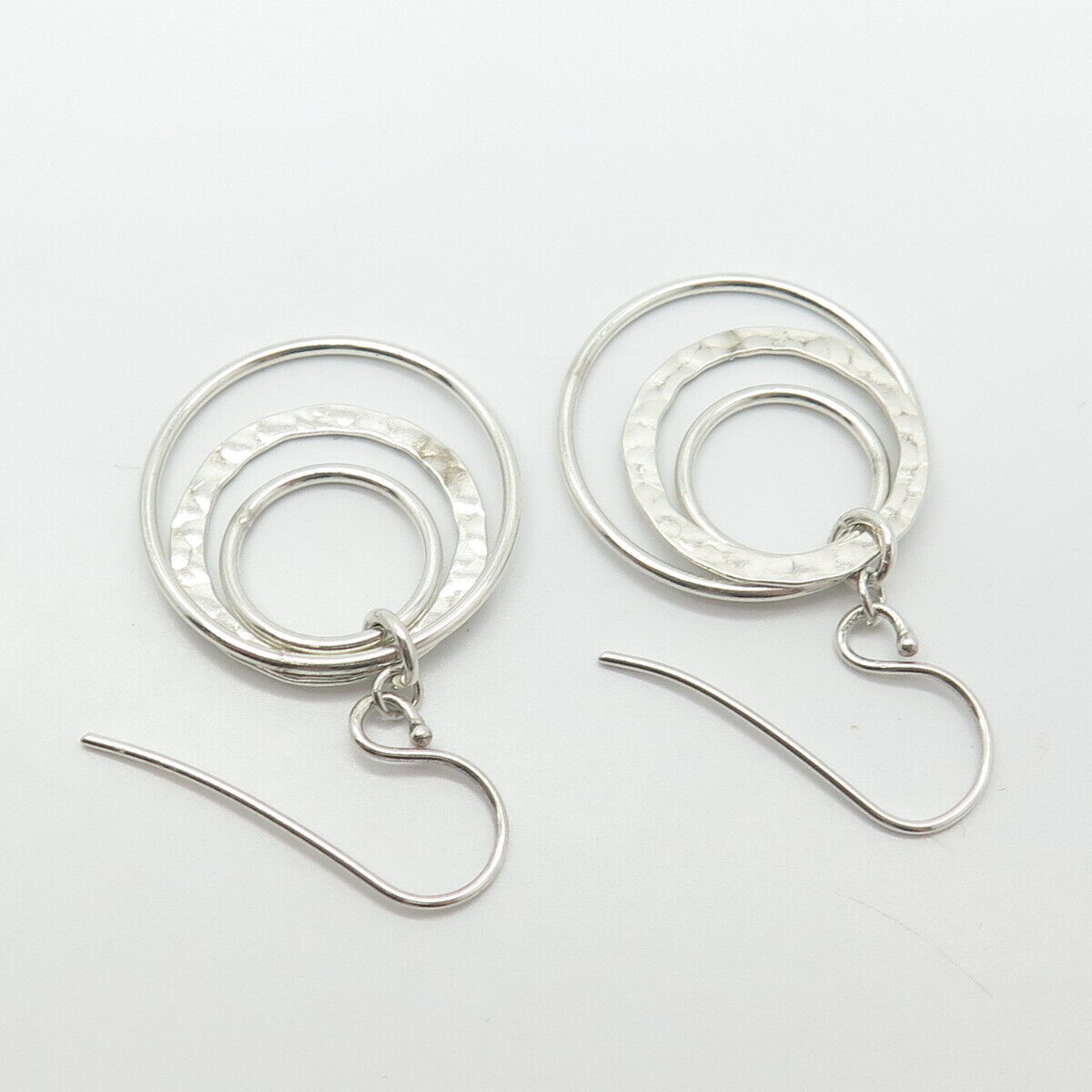 925 Sterling Silver Vintage Triple Circle Hoop Earrings