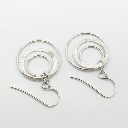 925 Sterling Silver Vintage Triple Circle Hoop Earrings