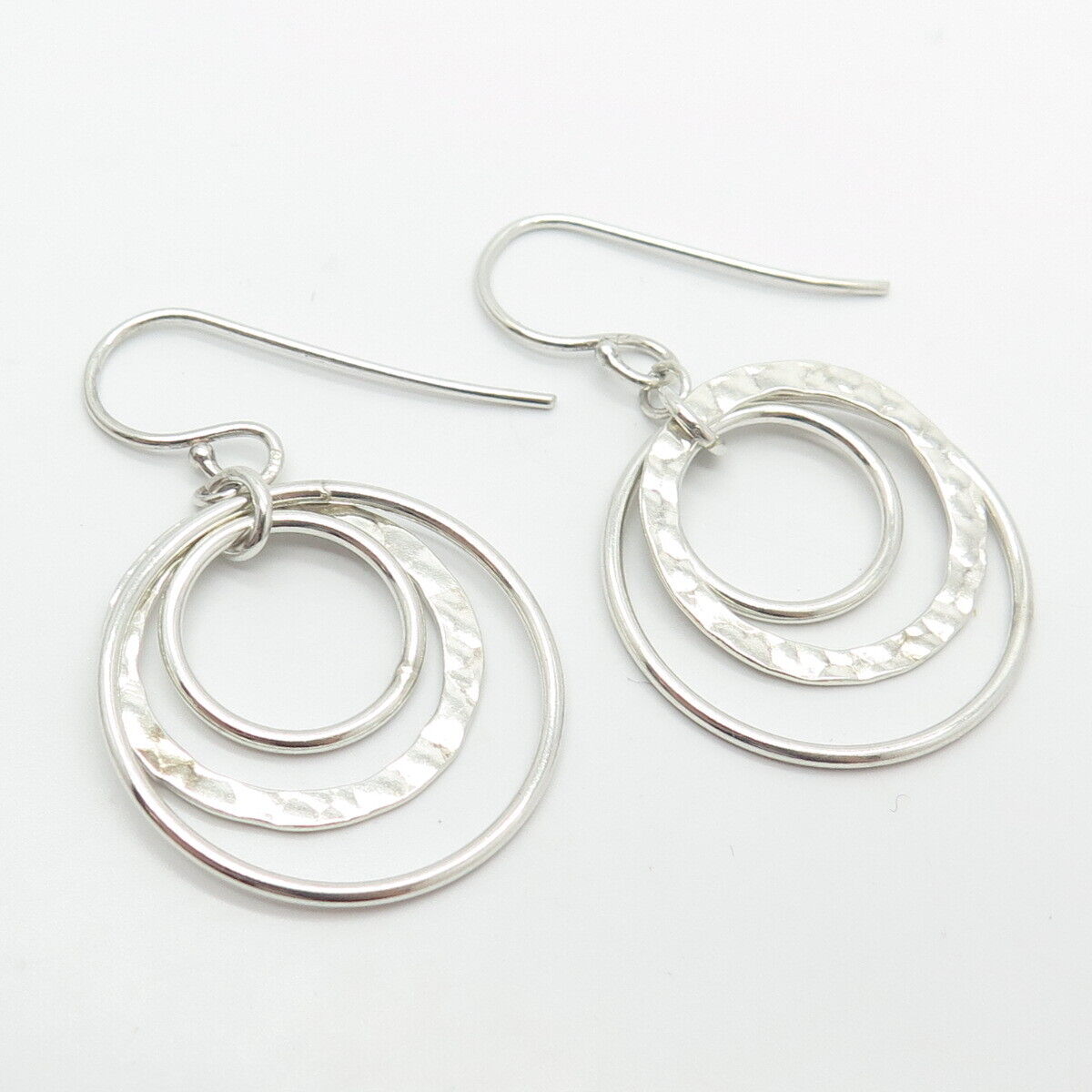 925 Sterling Silver Vintage Triple Circle Hoop Earrings