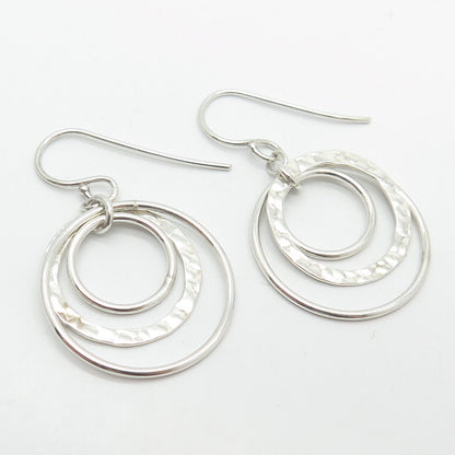 925 Sterling Silver Vintage Triple Circle Hoop Earrings