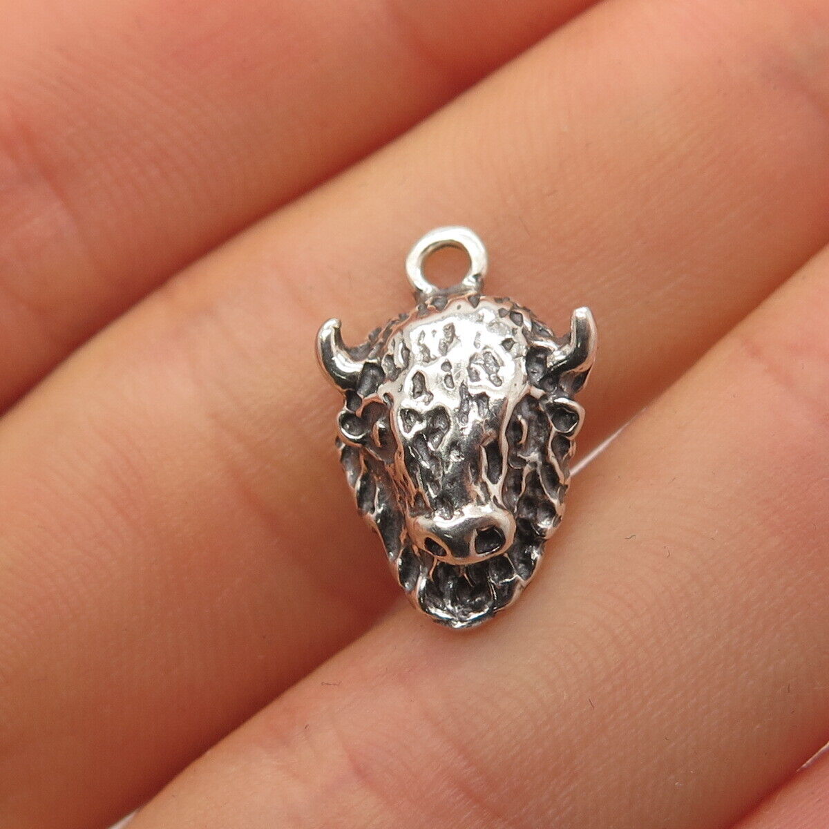 925 Sterling Silver Vintage Bull's Head Charm Pendant