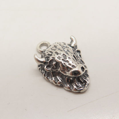 925 Sterling Silver Vintage Bull's Head Charm Pendant