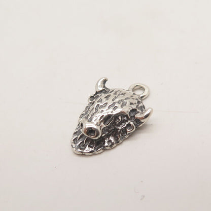 925 Sterling Silver Vintage Bull's Head Charm Pendant