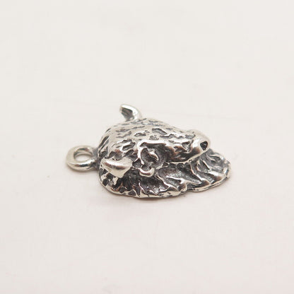 925 Sterling Silver Vintage Bull's Head Charm Pendant