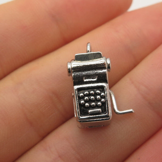 925 Sterling Silver Vintage Wells Typewriter Charm Pendant