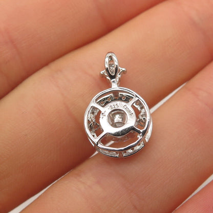 925 Sterling Silver C Z Round Slide Pendant