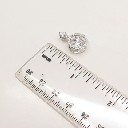 925 Sterling Silver C Z Round Slide Pendant