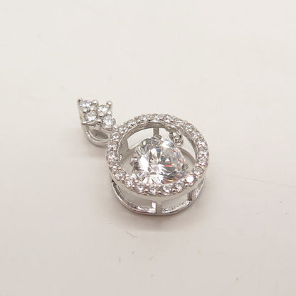 925 Sterling Silver C Z Round Slide Pendant