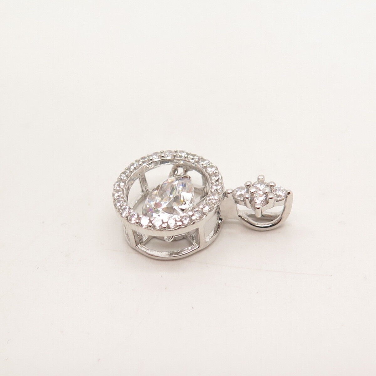 925 Sterling Silver C Z Round Slide Pendant