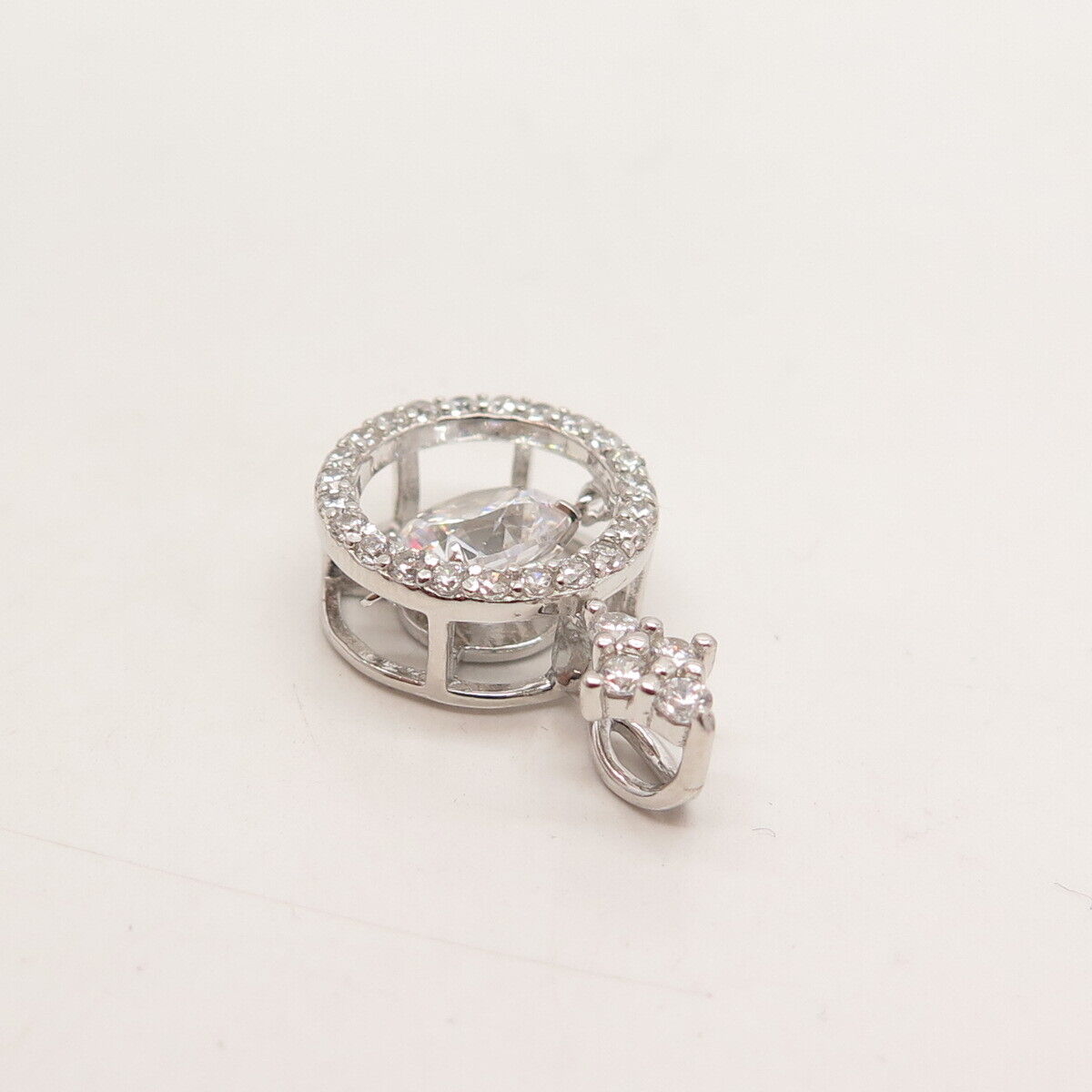 925 Sterling Silver C Z Round Slide Pendant