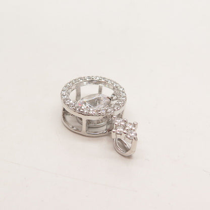 925 Sterling Silver C Z Round Slide Pendant