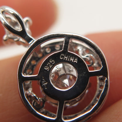 925 Sterling Silver C Z Round Slide Pendant