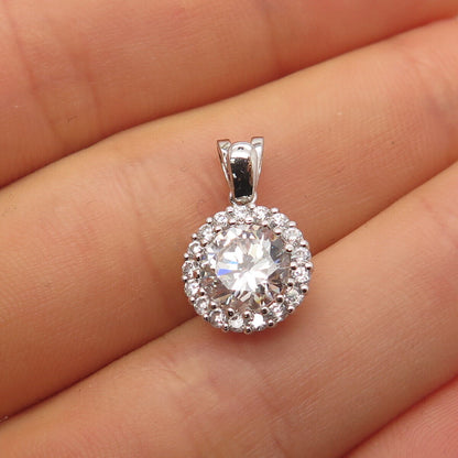 925 Sterling Silver C Z Round Charm Pendant