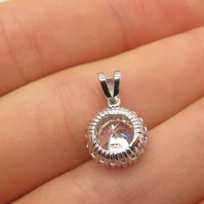 925 Sterling Silver C Z Round Charm Pendant