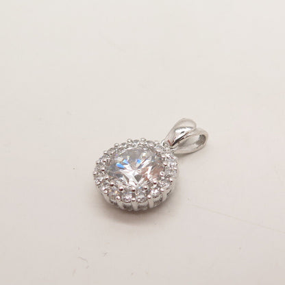 925 Sterling Silver C Z Round Charm Pendant