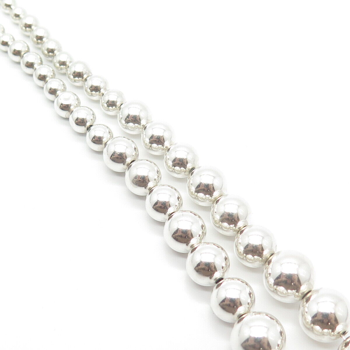 925 Sterling Silver Vintage Graduated Bead Chain Necklace 20"