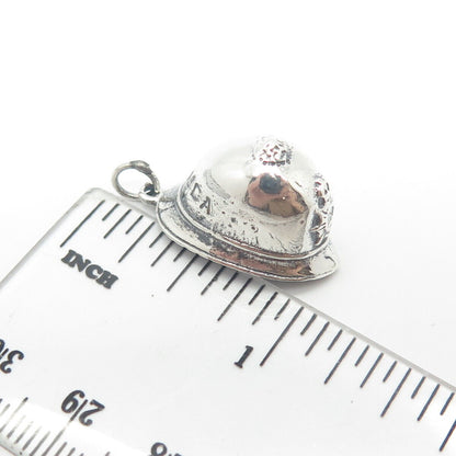 925 Sterling Silver Vintage Policeman Cap 3D Pendant