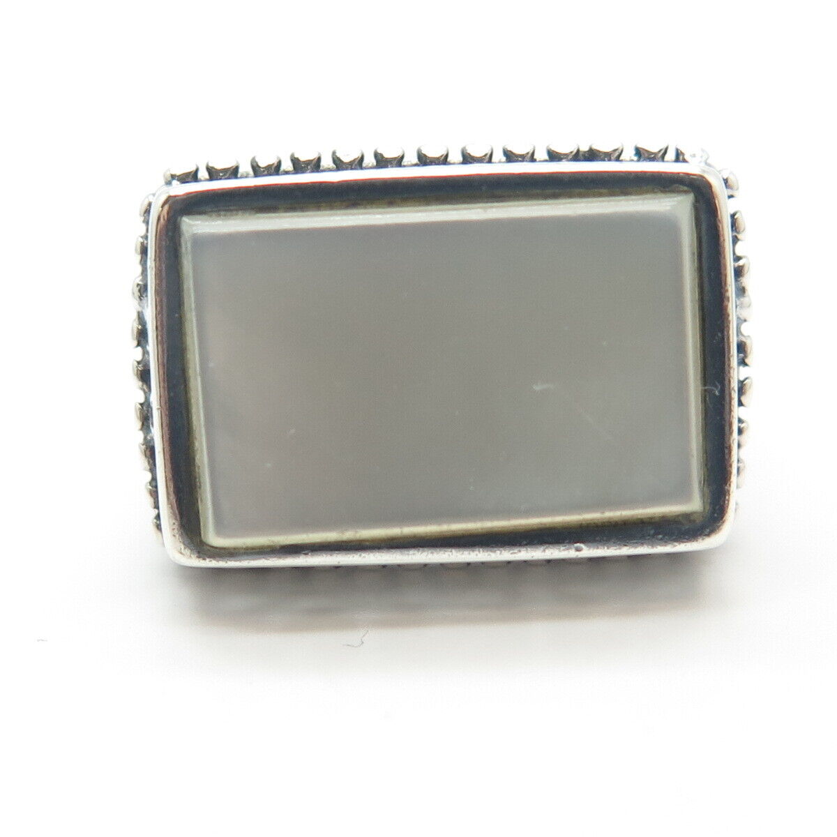 925 Sterling Silver Vintage Real Mother-of-Pearl Signet Ring Size 7