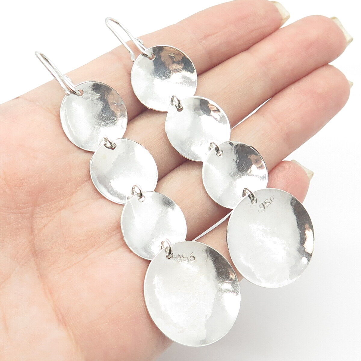 950 Silver Vintage Coin Drop Earrings