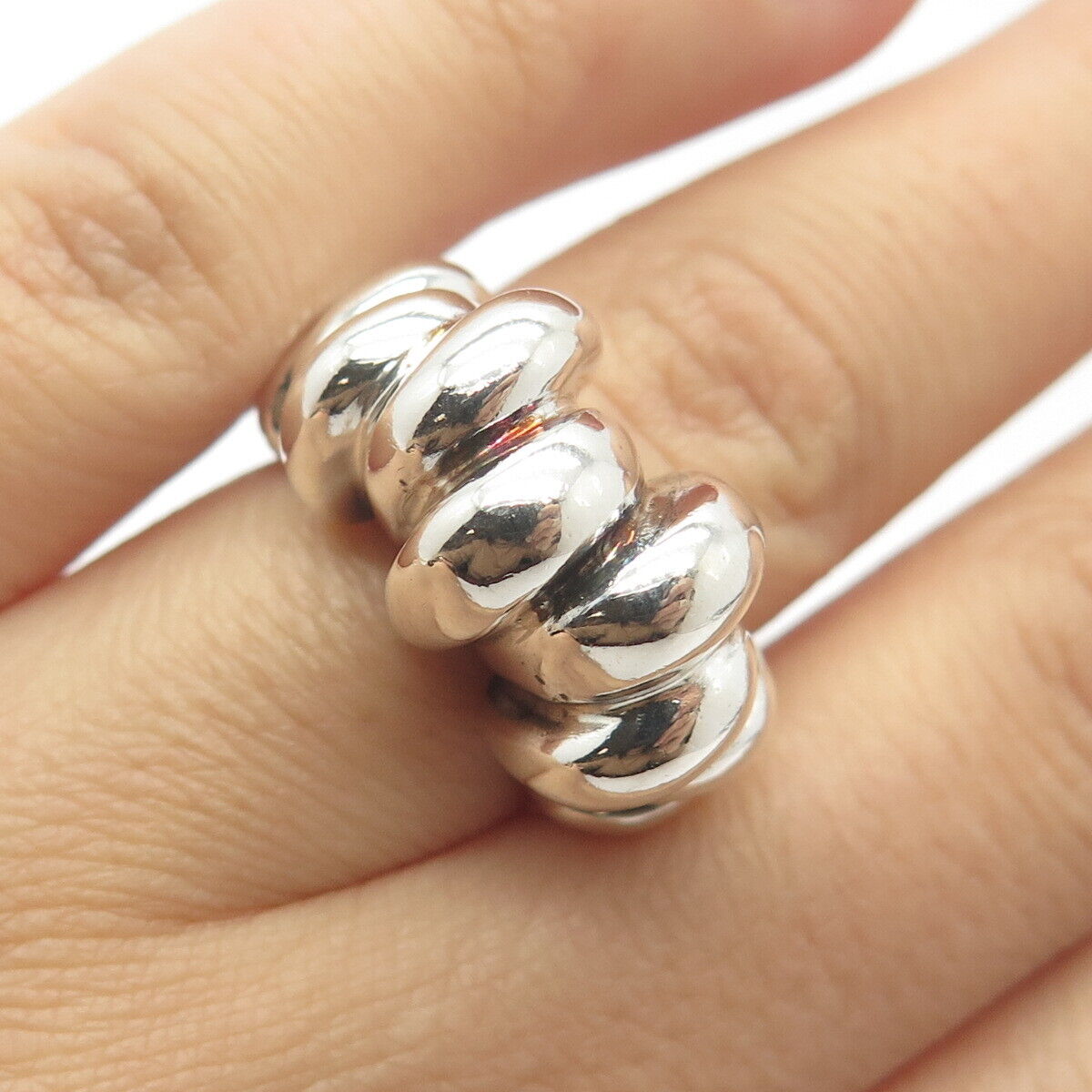 925 Sterling Silver Vintage Modernist Ring Size 5.5