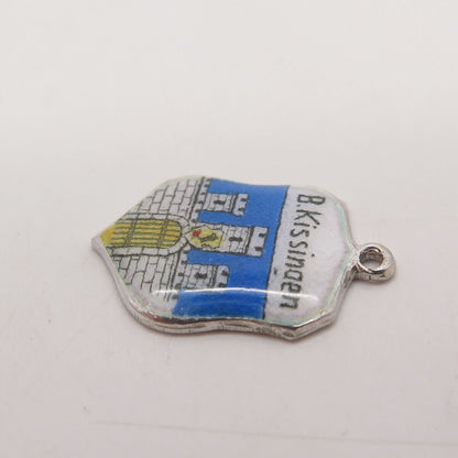 925 Sterling Silver Vintage Enamel "Bad Kissingen" Coat of Arms Charm Pendant