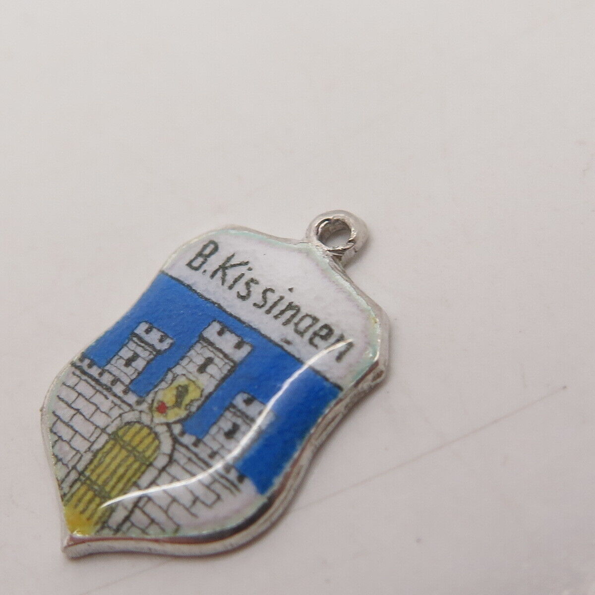 925 Sterling Silver Vintage Enamel "Bad Kissingen" Coat of Arms Charm Pendant