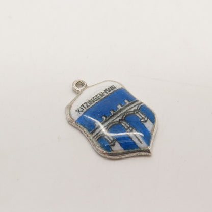 925 Sterling Silver Vintage Enamel "Kitzingen" Coat of Arms Charm Pendant