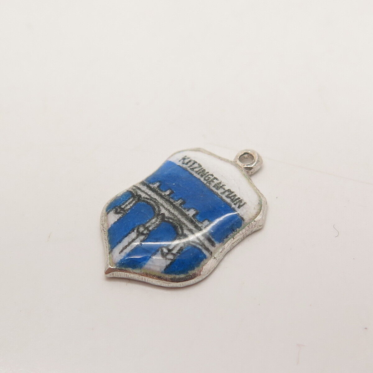 925 Sterling Silver Vintage Enamel "Kitzingen" Coat of Arms Charm Pendant