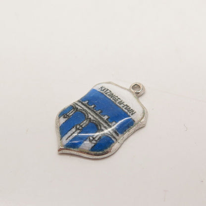 925 Sterling Silver Vintage Enamel "Kitzingen" Coat of Arms Charm Pendant