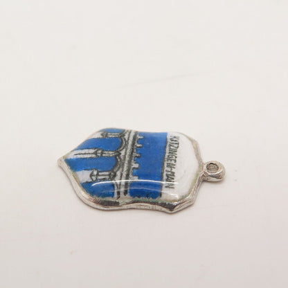 925 Sterling Silver Vintage Enamel "Kitzingen" Coat of Arms Charm Pendant