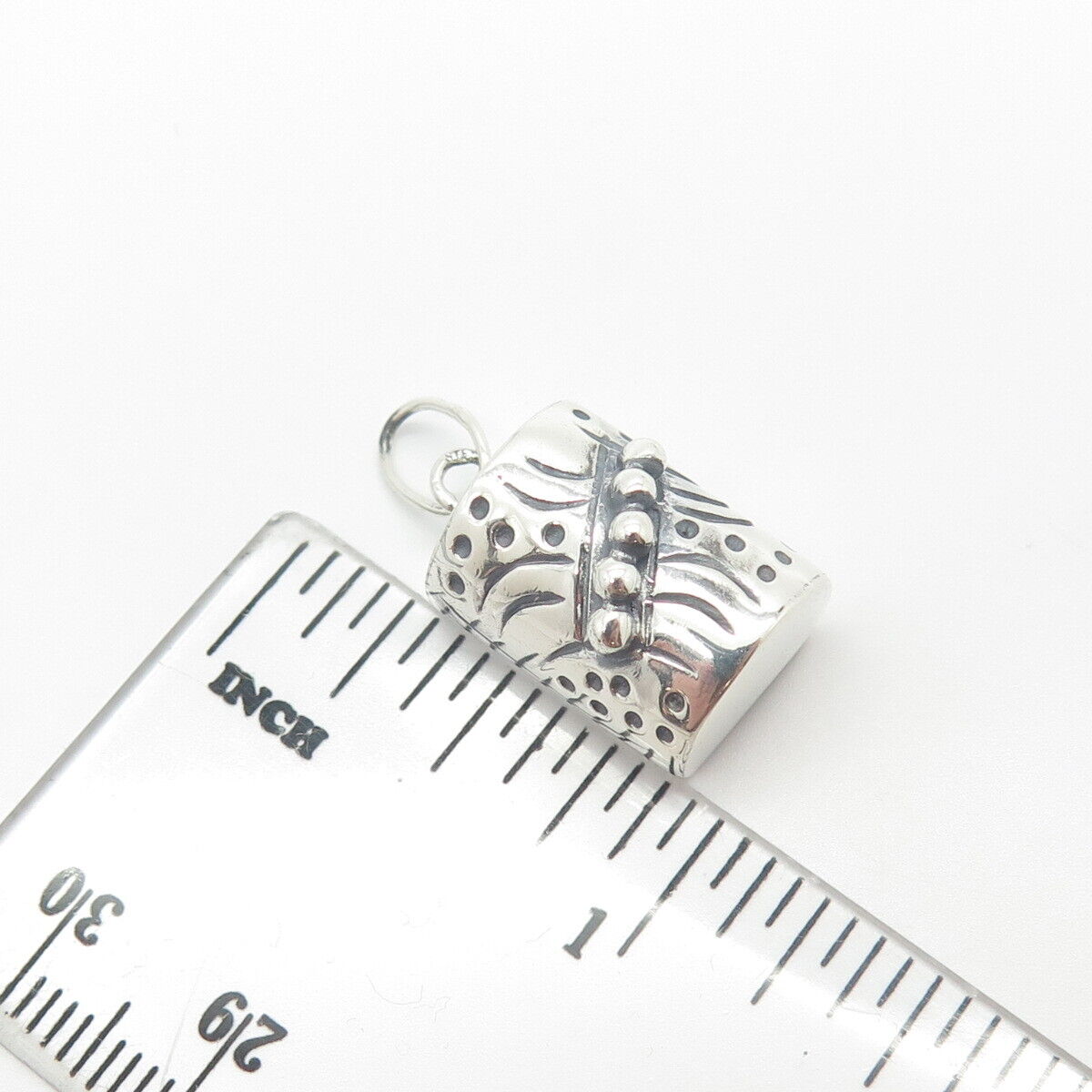 925 Sterling Silver Vintage Beaded Tube Charm Pendant