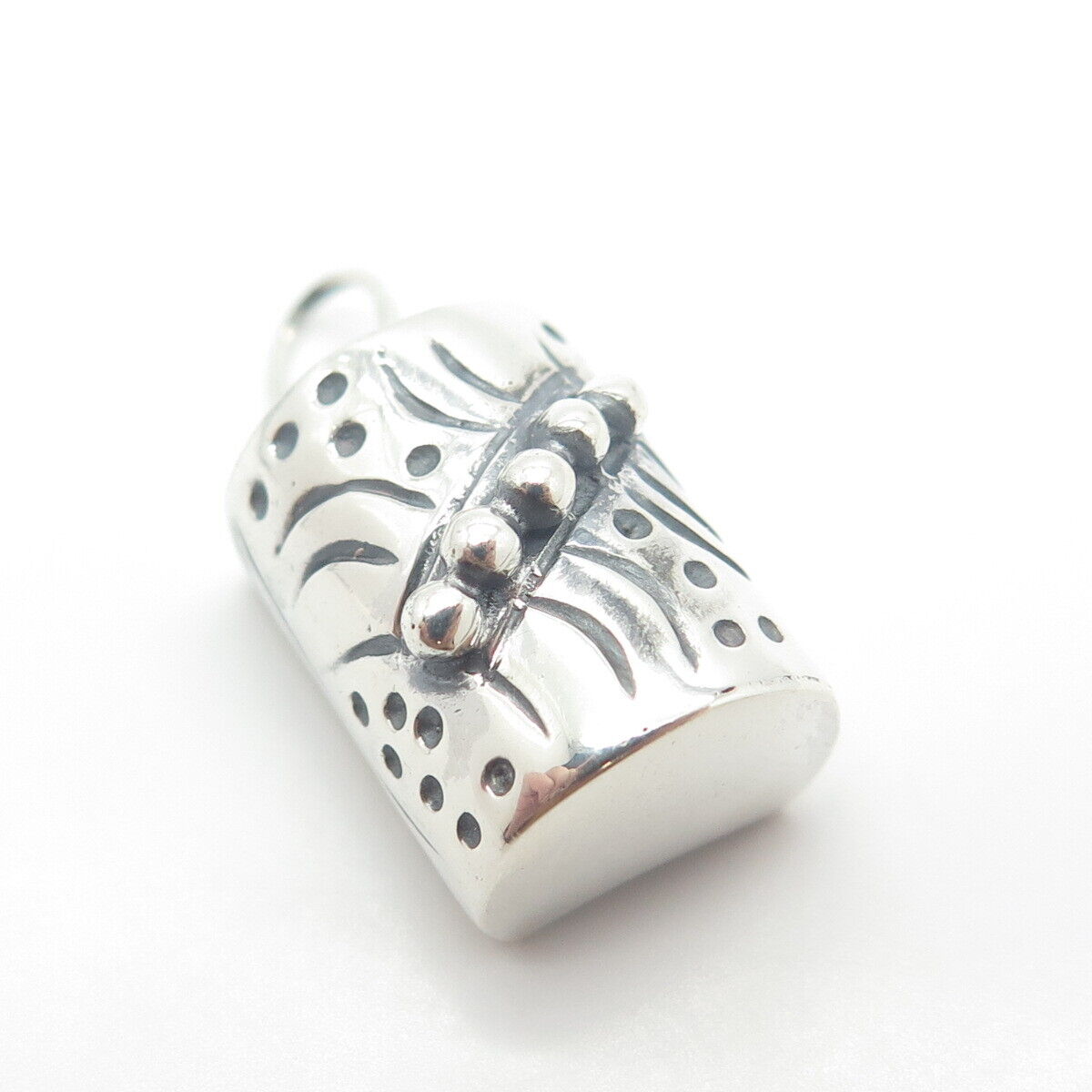 925 Sterling Silver Vintage Beaded Tube Charm Pendant